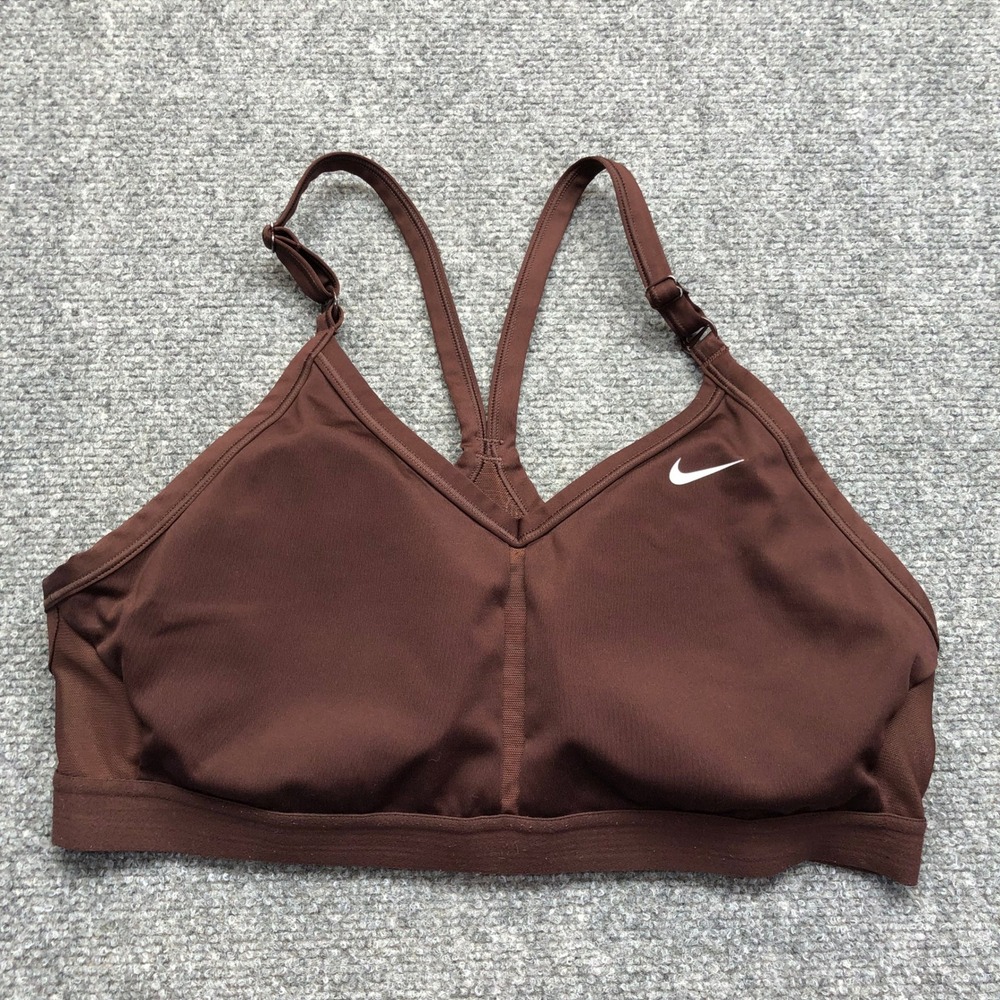 Nike Dri-FIT Indy Light Support Sports Bra Brown XL Adjustable Straps